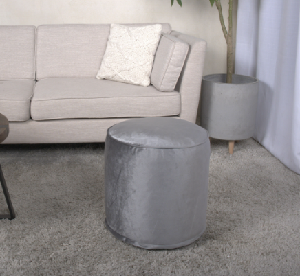 Shimon Cylinder Pouf,  Pewter Gray