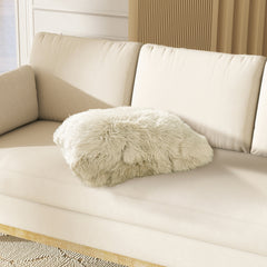 Astrid 20" Square New Zealand Sheepskin Accent Throw Pillow Cover with Feather Insert