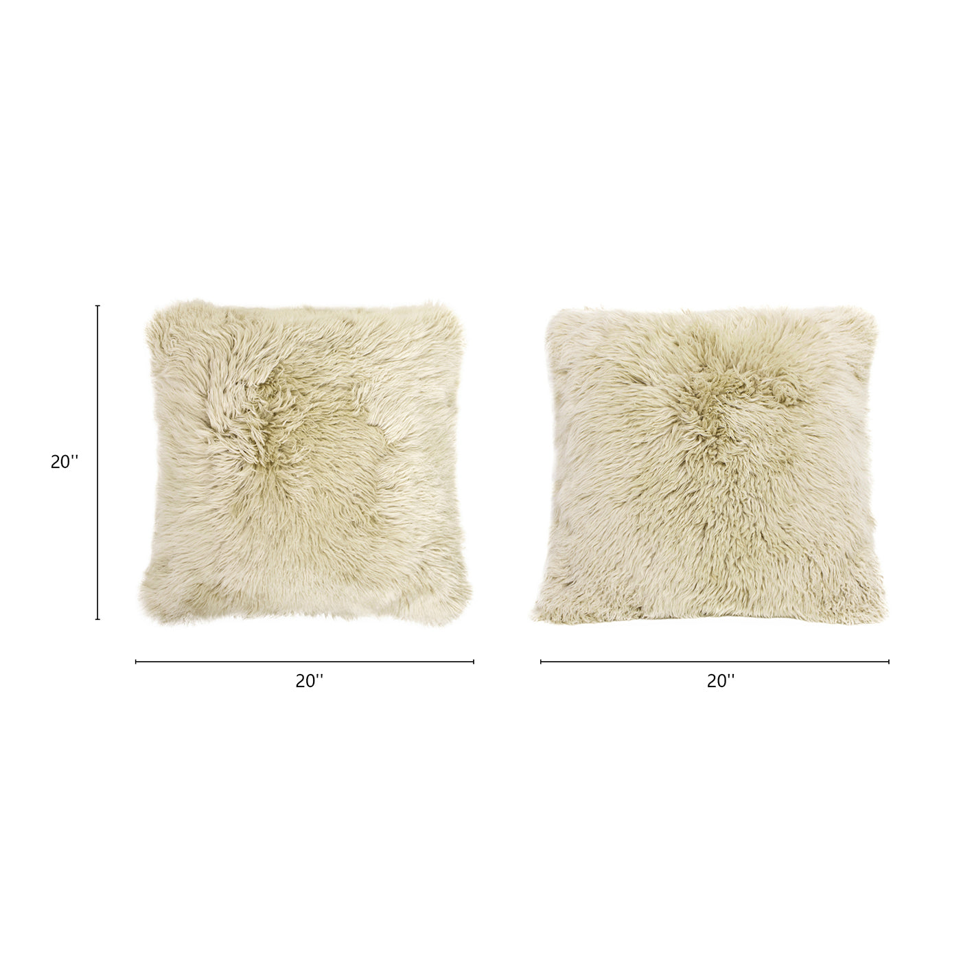 Astrid 20" Square New Zealand Sheepskin Accent Throw Pillow Cover with Feather Insert