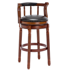 Cow top Leather Wooden Bar Stools, 360 Degree Swivel Bar Chair with Backs,Bar height Couner Height Barstools  for Home Kitchen Dining Room and Bar Room(black 1pc)