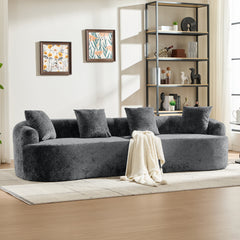 Curved Loveseat, Small Chenille Sofa with 3 Pillows, Deep Seat Couch for Apartment, Living Room, No Assembly Needed