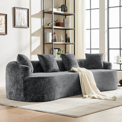 Curved Loveseat, Small Chenille Sofa with 3 Pillows, Deep Seat Couch for Apartment, Living Room, No Assembly Needed