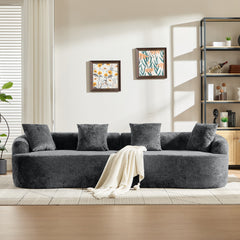 Curved Loveseat, Small Chenille Sofa with 3 Pillows, Deep Seat Couch for Apartment, Living Room, No Assembly Needed