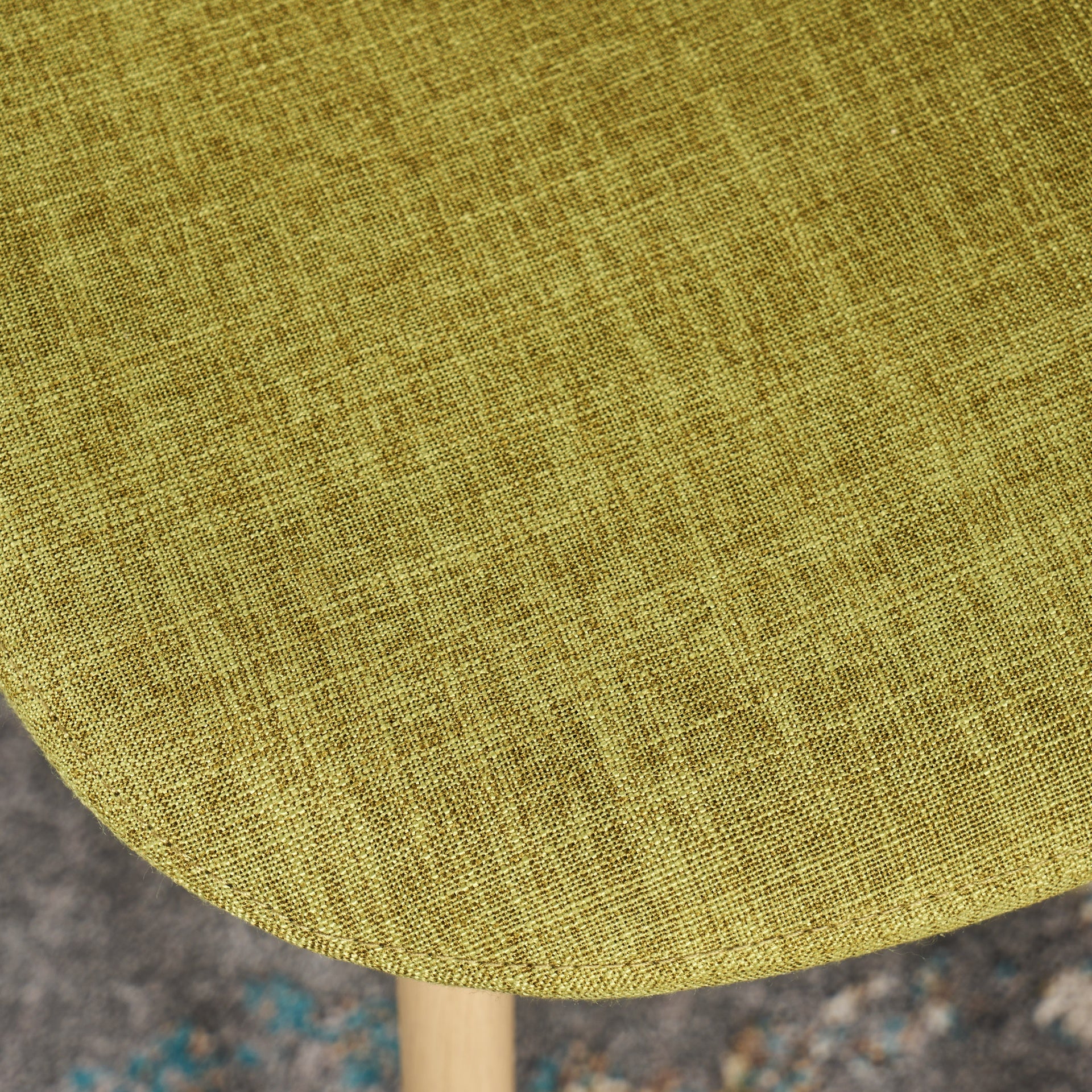 Mid-Century Modern Fabric Upholstered Dining Chairs, Set of 2, Green and Light Walnut Finish