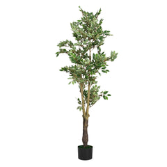 69" Artificial Ficus Tree with Black Plastic Pot