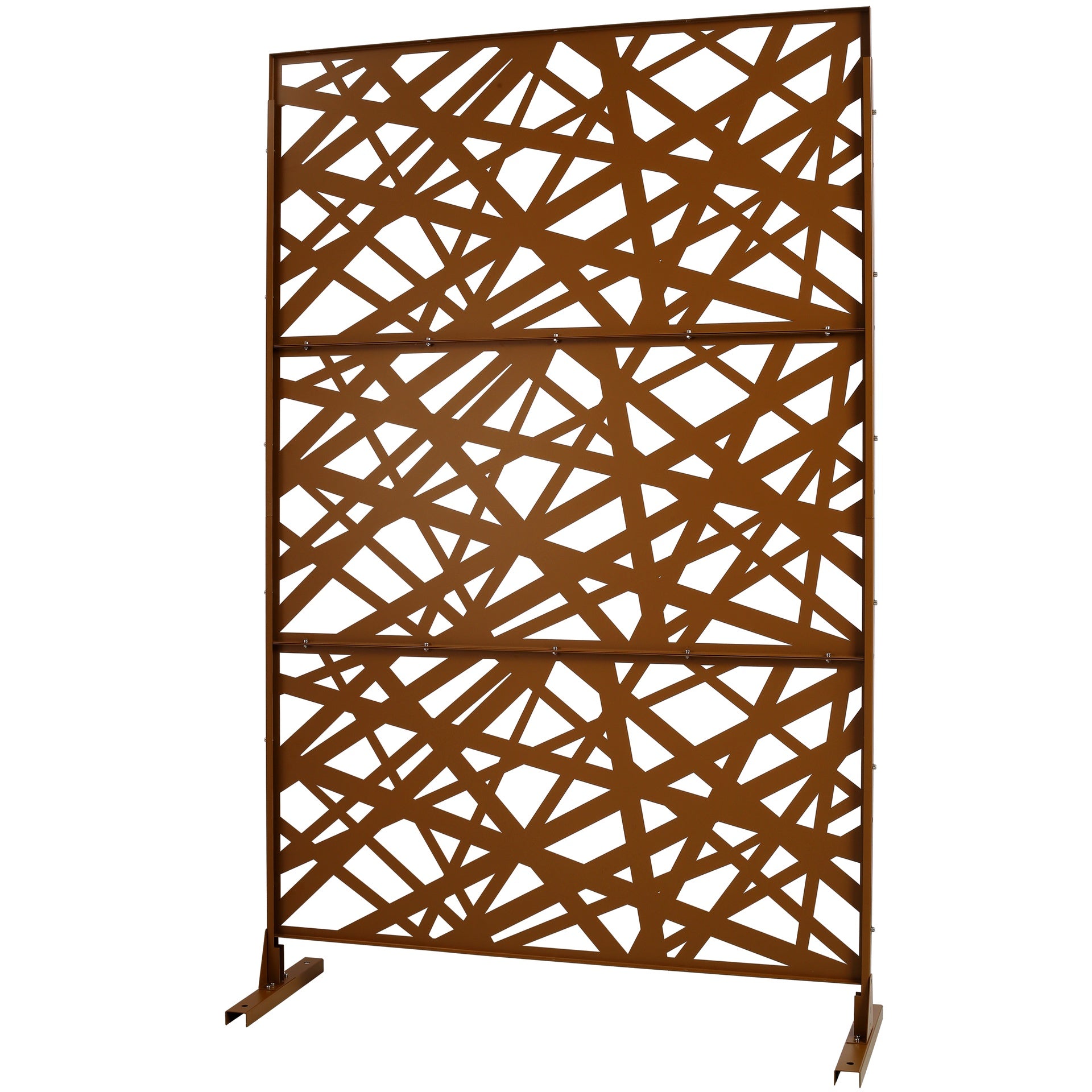Outdoor & Indoor Privacy Screen Metal Privacy Screen 76" H×48" W, Freestanding Decorative Privacy Screen for Deck Balcony Patio, Privacy Fence Panels for Outside Lawn Garden PS117 BROWN