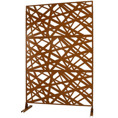 Outdoor & Indoor Privacy Screen Metal Privacy Screen 76" H×48" W, Freestanding Decorative Privacy Screen for Deck Balcony Patio, Privacy Fence Panels for Outside Lawn Garden PS117 BROWN