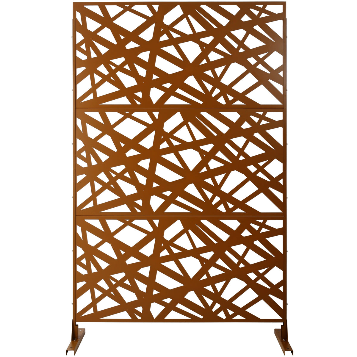 Outdoor & Indoor Privacy Screen Metal Privacy Screen 76" H×48" W, Freestanding Decorative Privacy Screen for Deck Balcony Patio, Privacy Fence Panels for Outside Lawn Garden PS117 BROWN