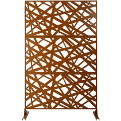 Outdoor & Indoor Privacy Screen Metal Privacy Screen 76" H×48" W, Freestanding Decorative Privacy Screen for Deck Balcony Patio, Privacy Fence Panels for Outside Lawn Garden PS117 BROWN