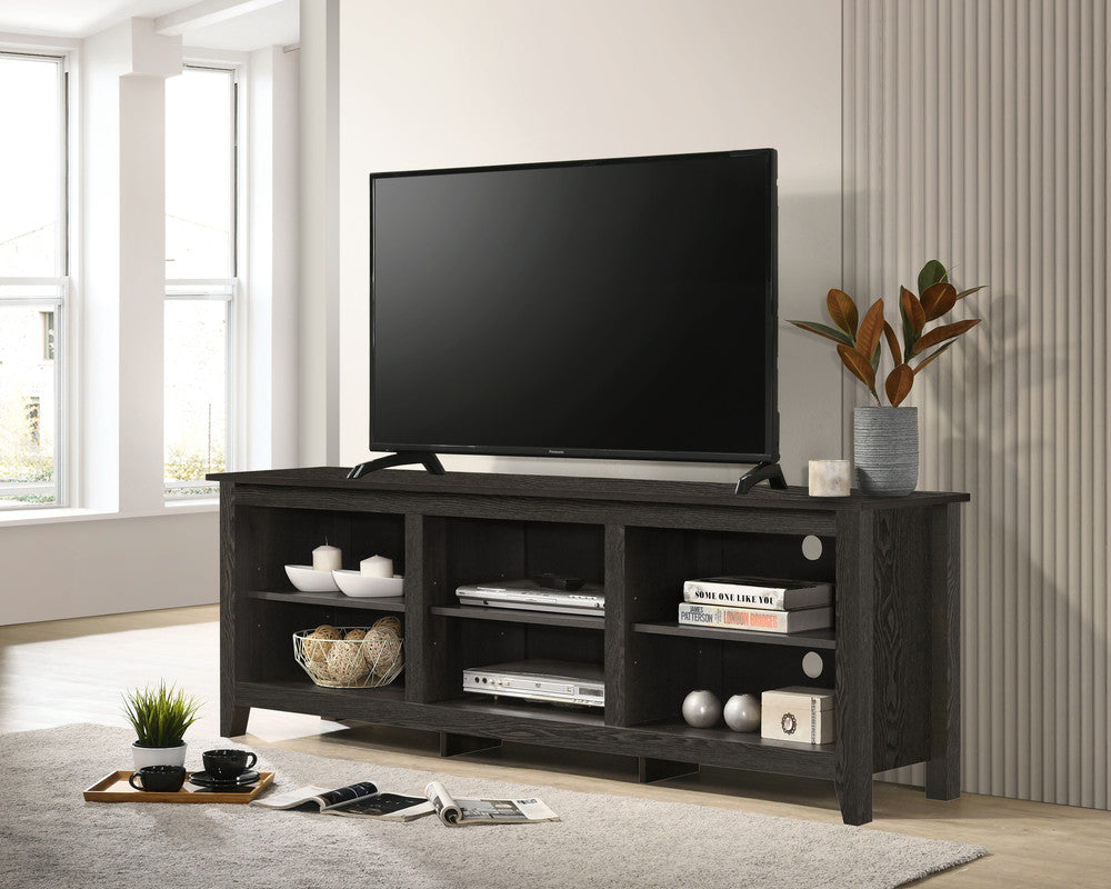 Bernardo Dark Gray 70"W TV Stand with Open Shelves and Cable Management