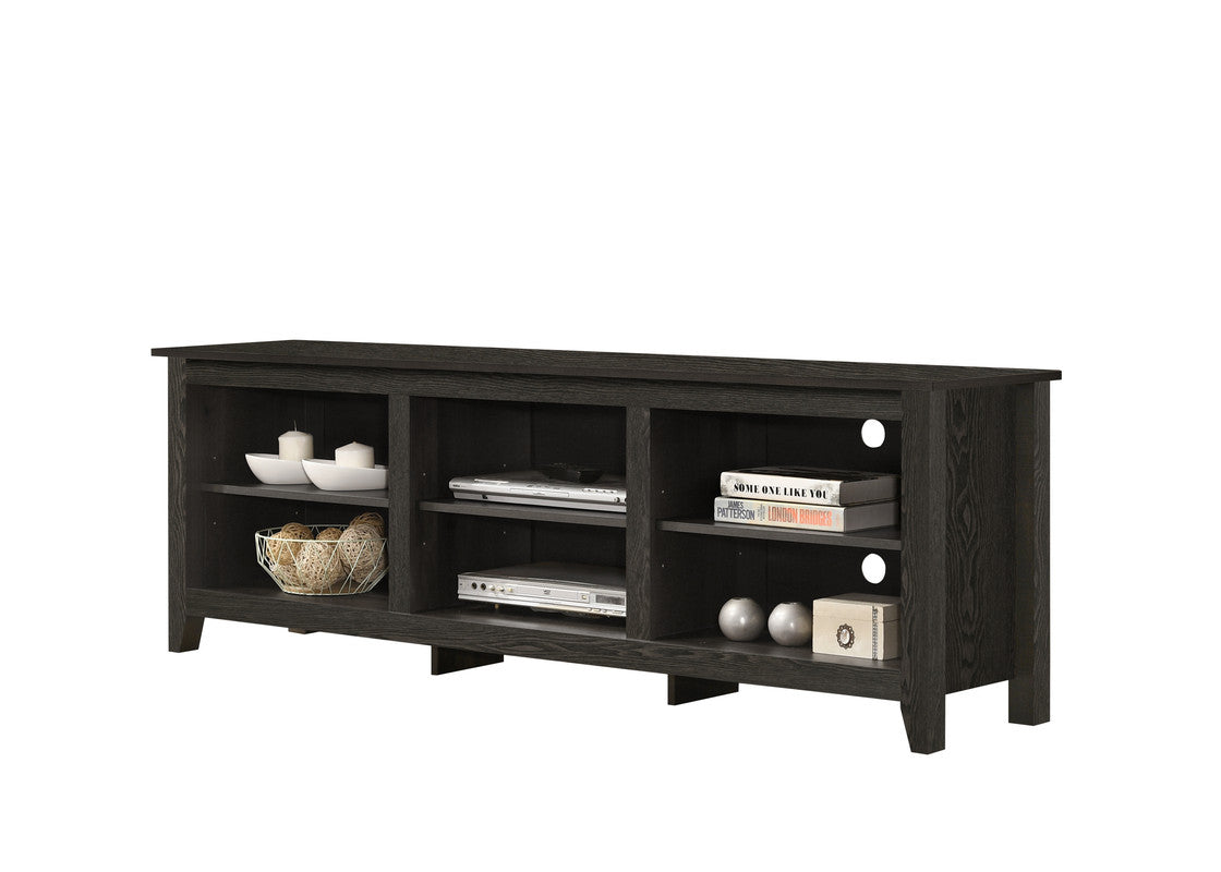 Bernardo Dark Gray 70"W TV Stand with Open Shelves and Cable Management