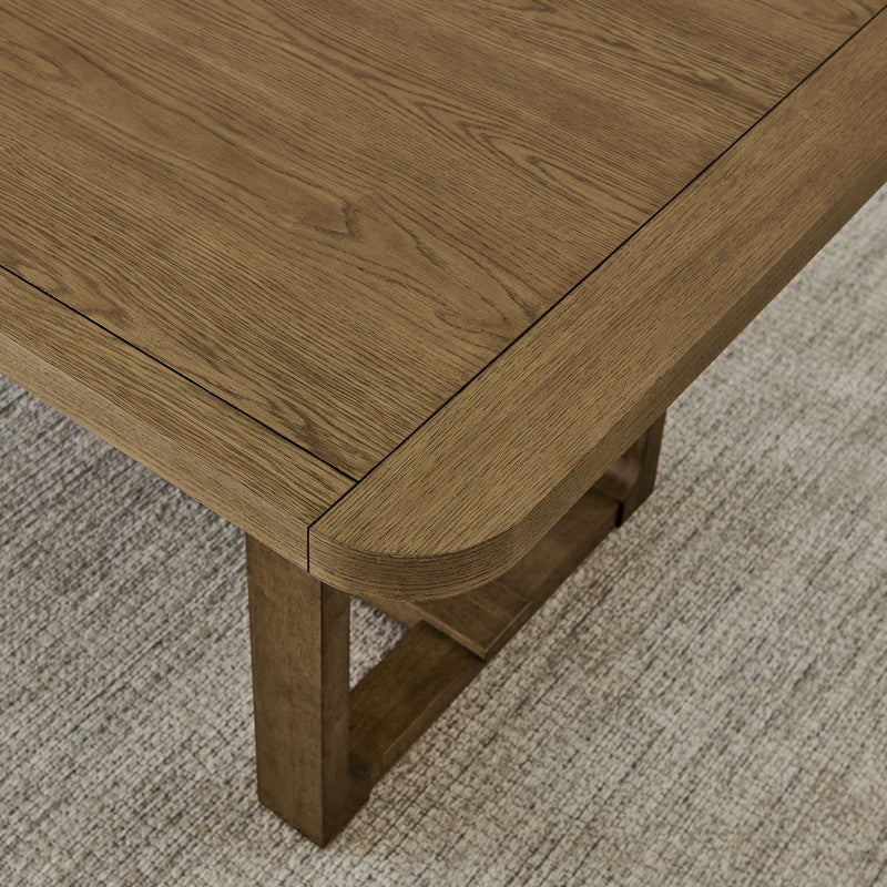 Dafne 6Pc 72" Rectangular Walnut Oak Finish Sled Dining Set with Bench