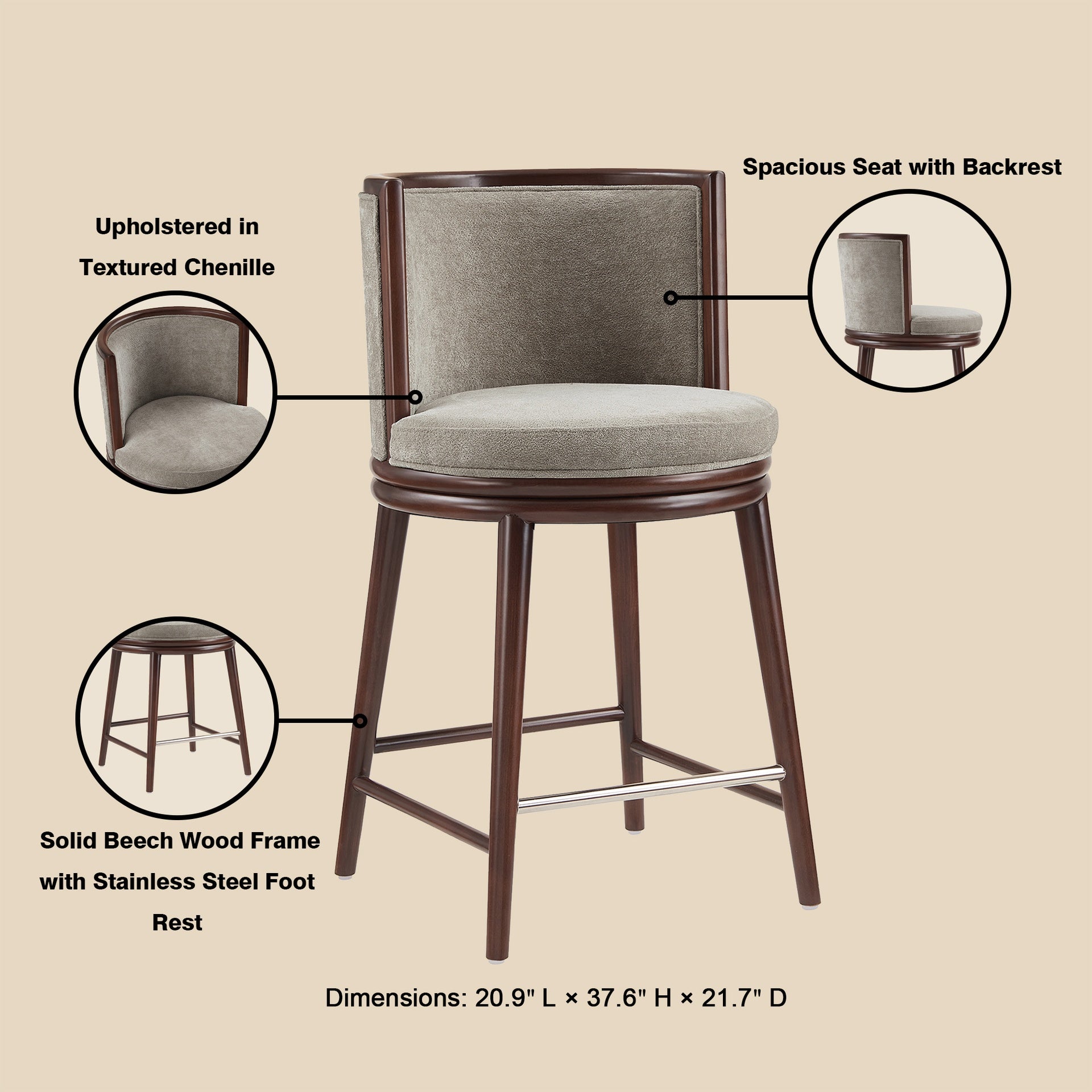 Counter Stool in Dove