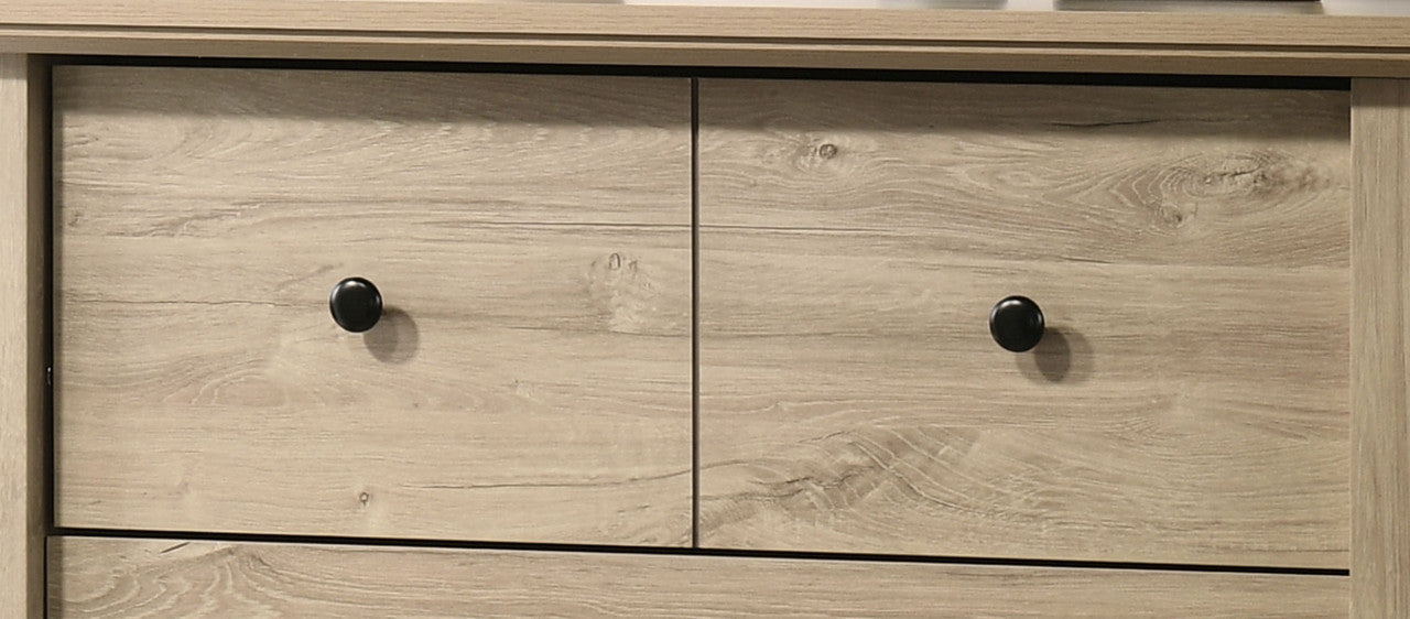 Elettra 32"W Light Oak Finish 4-Drawer Chest with Black Handles