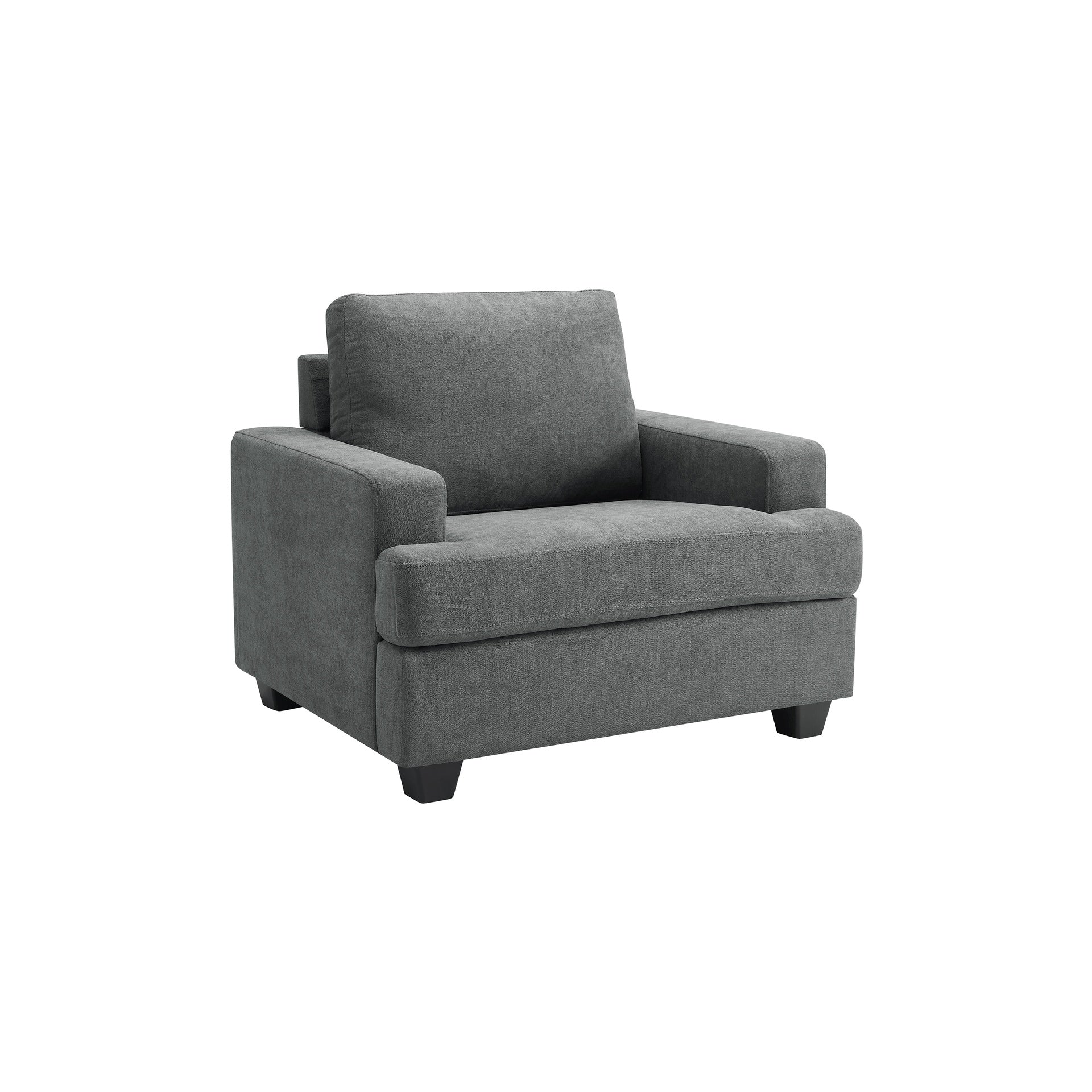 Modern Accent Chair, Wooden Frame with Polyester Fabric, Plush Cushion, Comfortable Single Sofa Chair for Living Room Bedroom