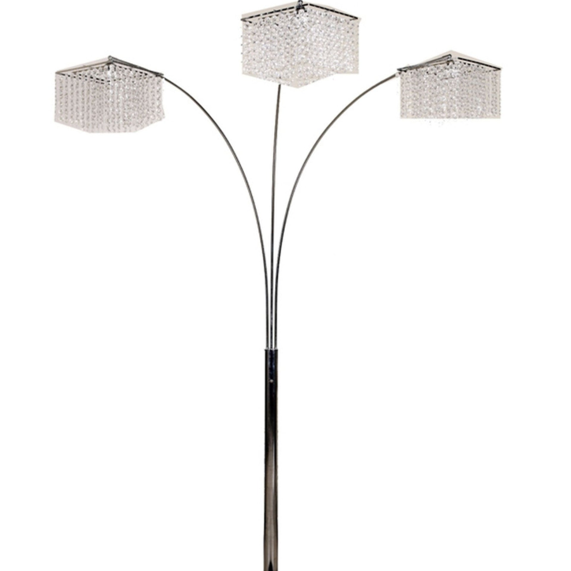 84" Tall Metal Floor Lamp with 3 Crystal Shaded Arches