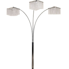 84" Tall Metal Floor Lamp with 3 Crystal Shaded Arches