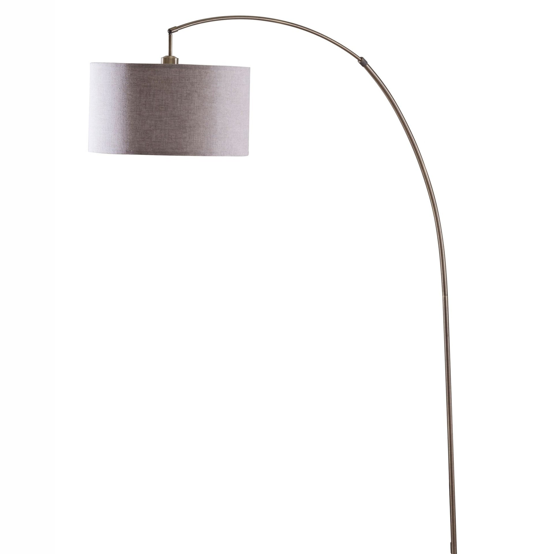 86" Tall Metal Floor Arc Lamp "Bowery", Beige and Antique Gold