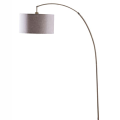 86" Tall Metal Floor Arc Lamp "Bowery", Beige and Antique Gold