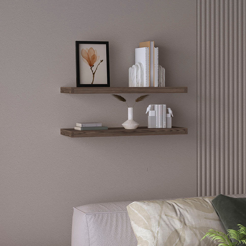 Ecco 31.5" Wide  Floating Shelves Set of 2, Shelves for Wall Decor for Bedroom, Bathroom Storage Shelves, Book Shelves for Living Room