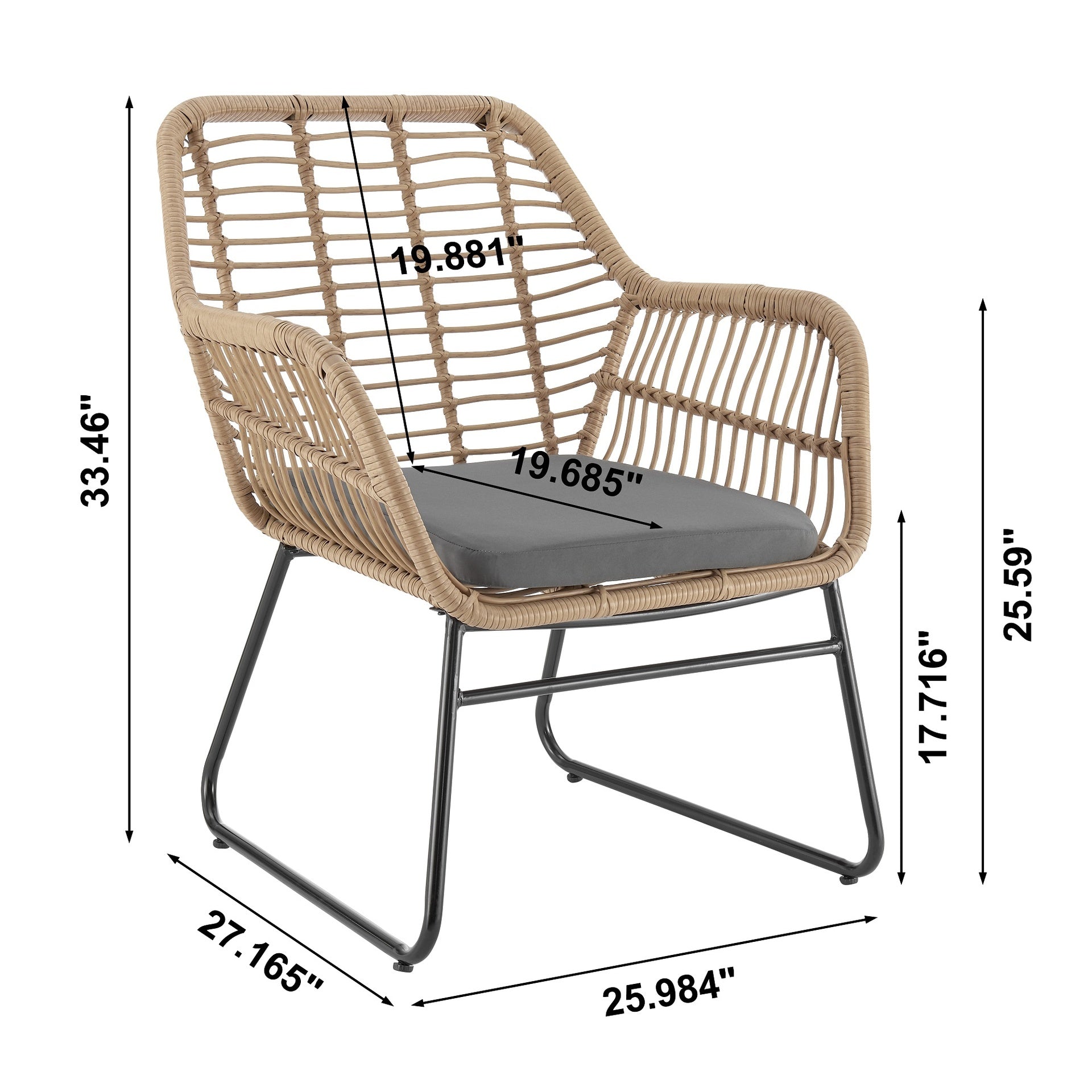 4-Piece Conversation Set in Tan and Gray