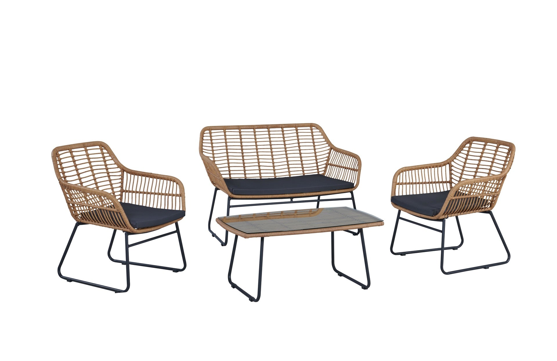 4-Piece Conversation Set in Tan and Gray