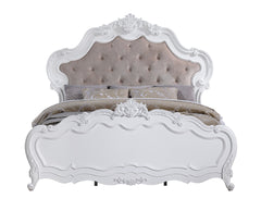 Latisha Fabric & White Finish Queen Bed