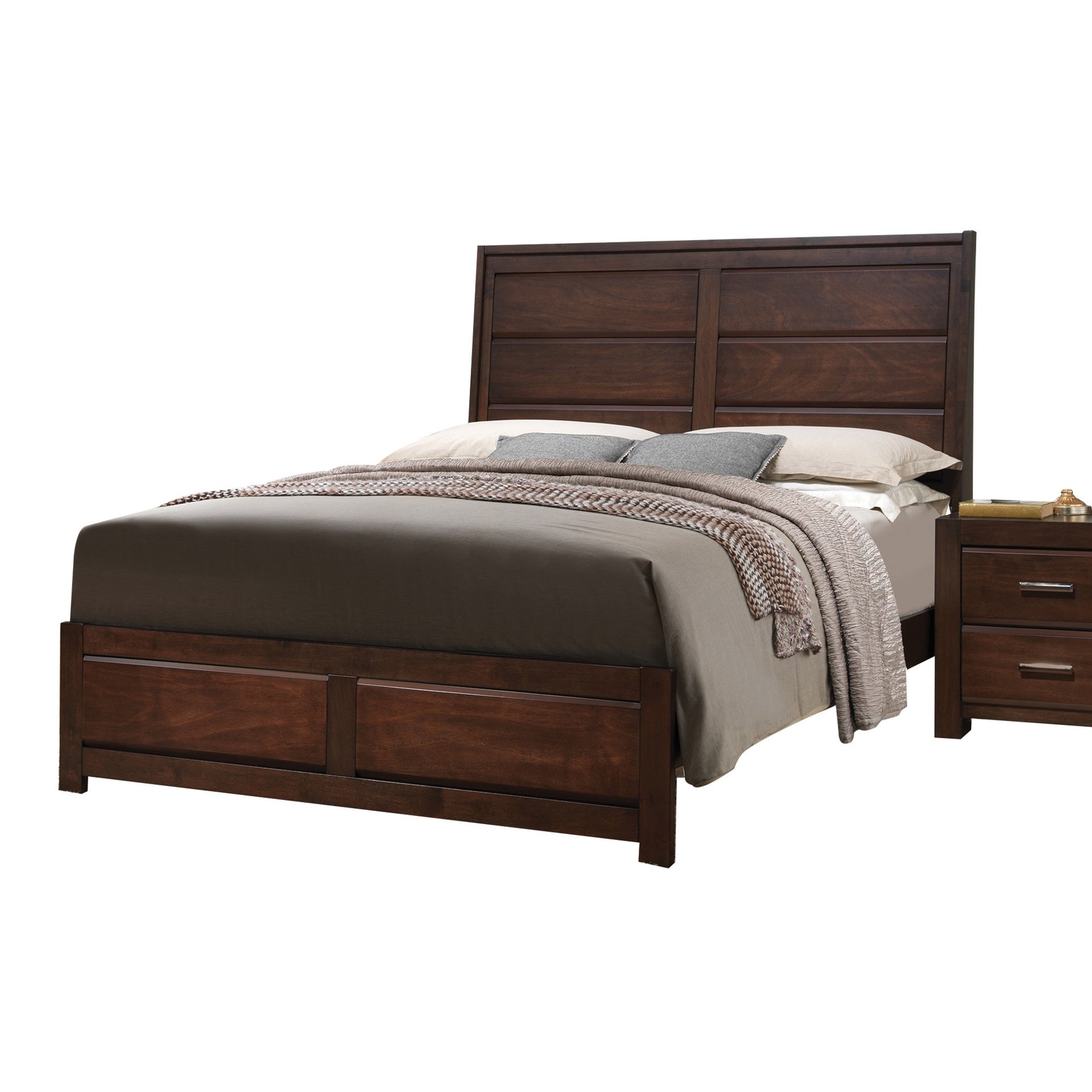 Oberreit Walnut Finish Queen Bed