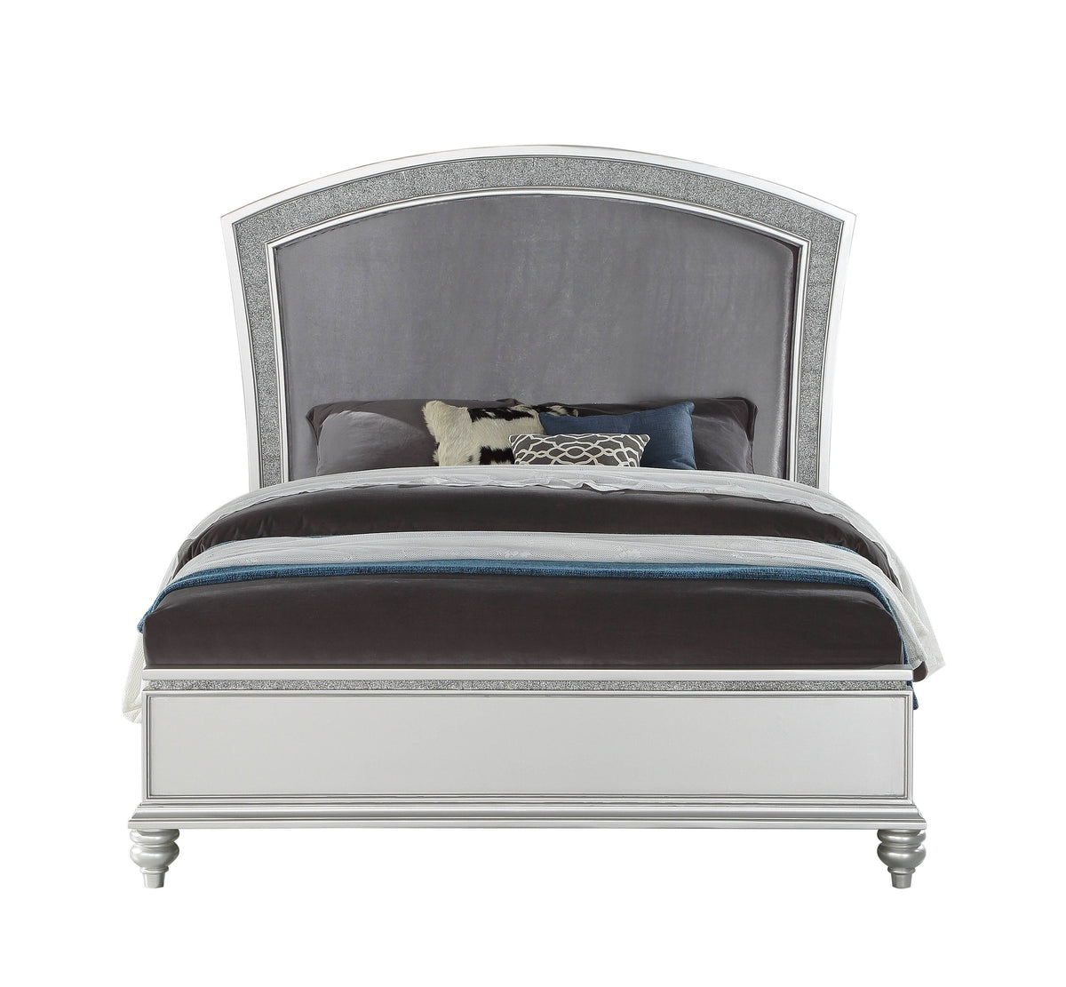 Maverick Fabric & Platinum Finish CAL. King Bed