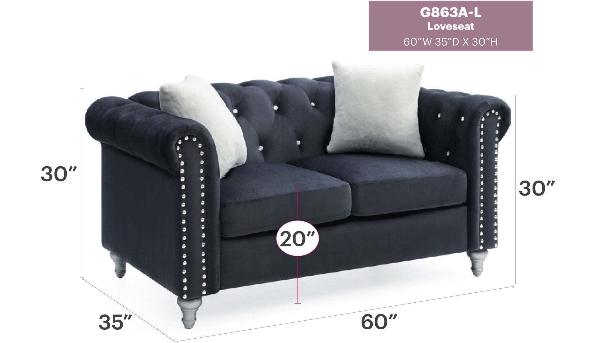 Stylish Contemporary Loveseat In Black
