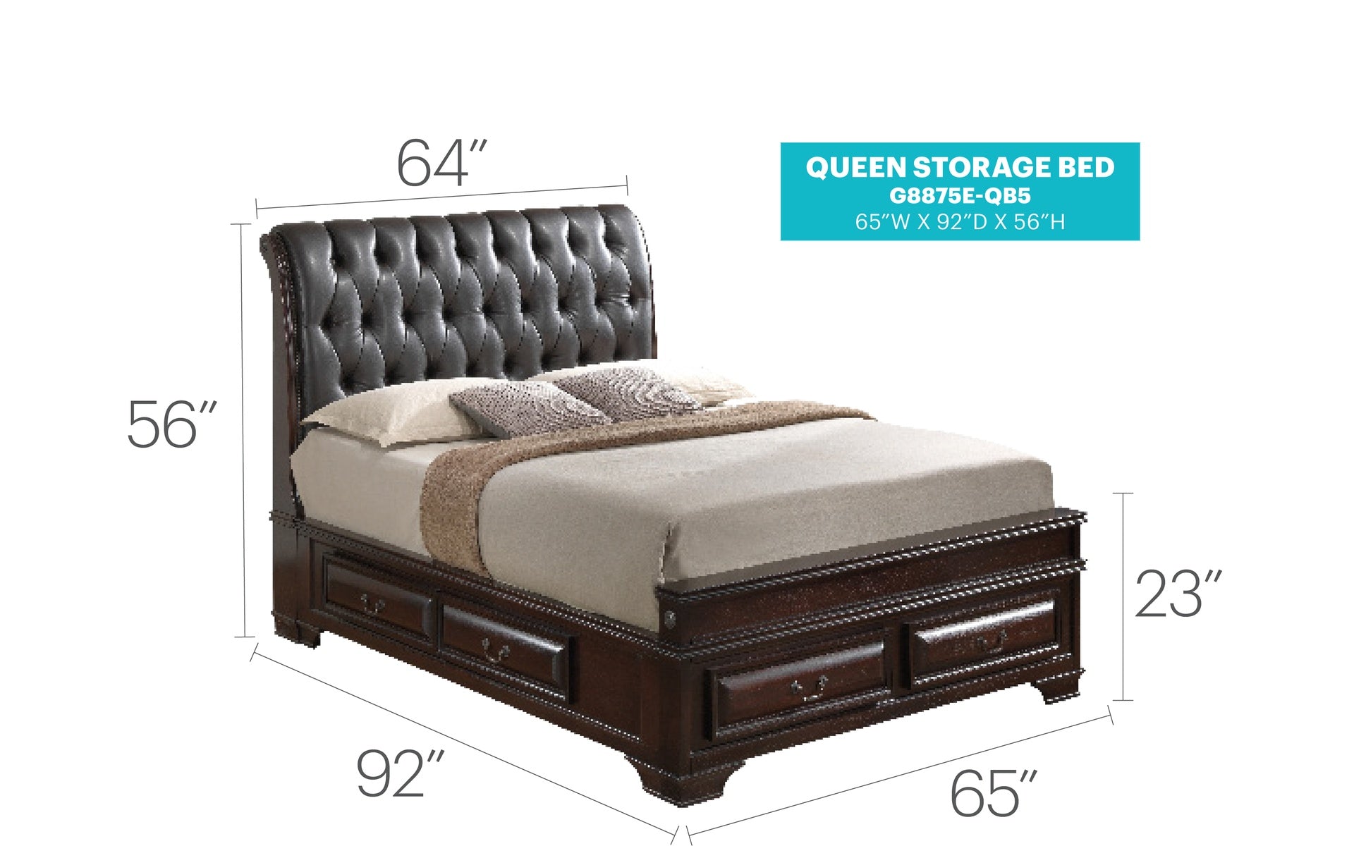 LaVita G8875E-QB5 Queen Storage Bed , Cappuccino