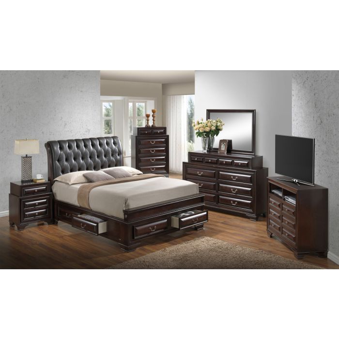 LaVita G8875E-QB5 Queen Storage Bed , Cappuccino