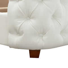 Brooklyn Queen Tufted Panel Bed Headboard and Footboard Set, Antique White Polyester
