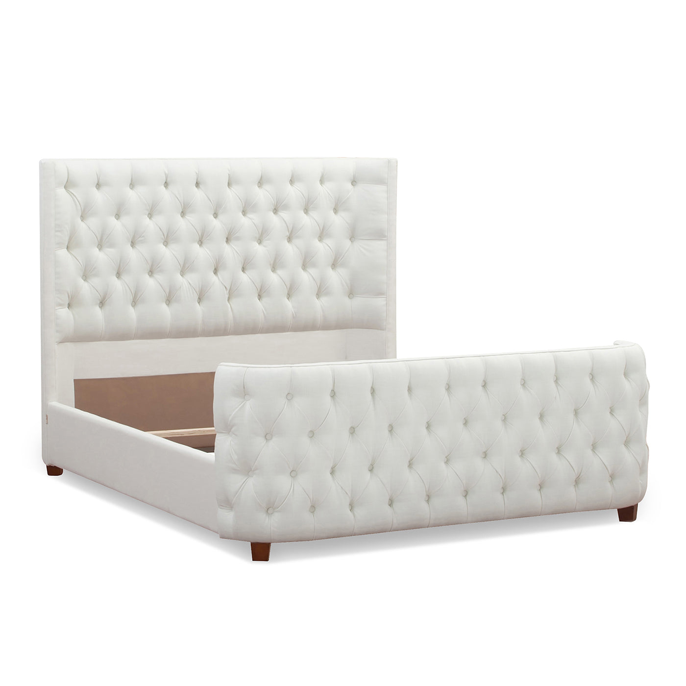 Brooklyn Queen Tufted Panel Bed Headboard and Footboard Set, Antique White Polyester