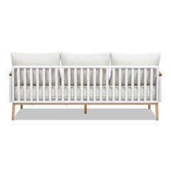 Calarono 2pc Teak & Aluminium Outdoor Sofa and Coffee Table Patio Set Sand Dune Chenille