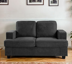 Modern Velvet Loveseat, Comfortable 2 Seater Couch with Deep Seating and High-Density Foam, Loose Back Cushions, Wide Arms, Living Room Furniture for Home, Apartment, Office, Black