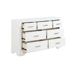 Modern White Finish Dresser with 7-Drawers Smooth Glides Transitional Bedroom Furniture 1pc Storage Cabinet