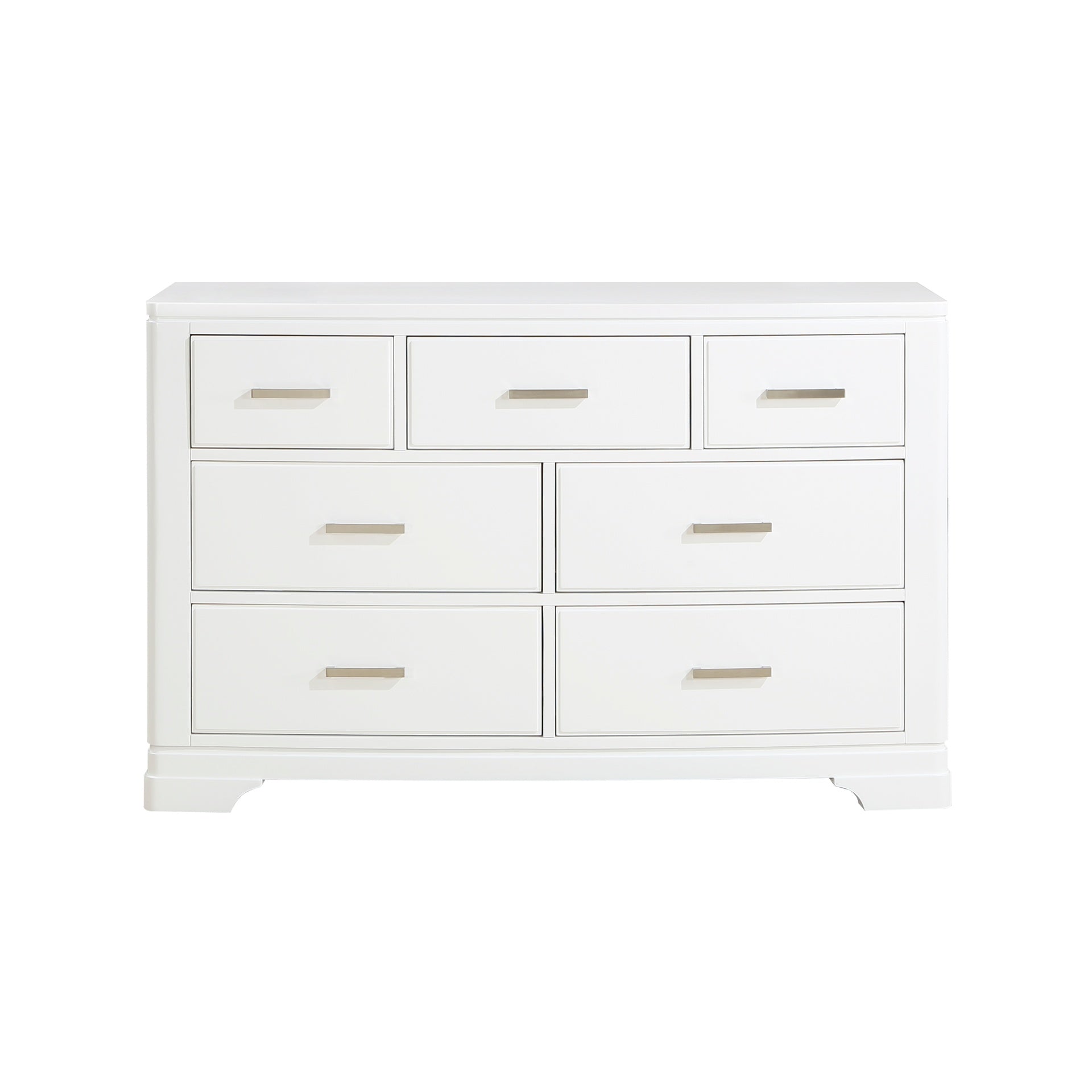 Modern White Finish Dresser with 7-Drawers Smooth Glides Transitional Bedroom Furniture 1pc Storage Cabinet