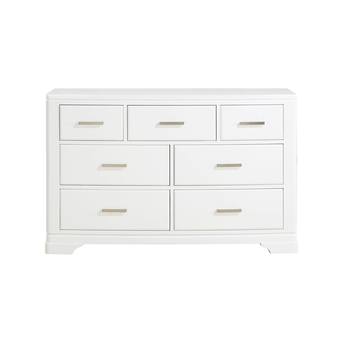 Modern White Finish Dresser with 7-Drawers Smooth Glides Transitional Bedroom Furniture 1pc Storage Cabinet