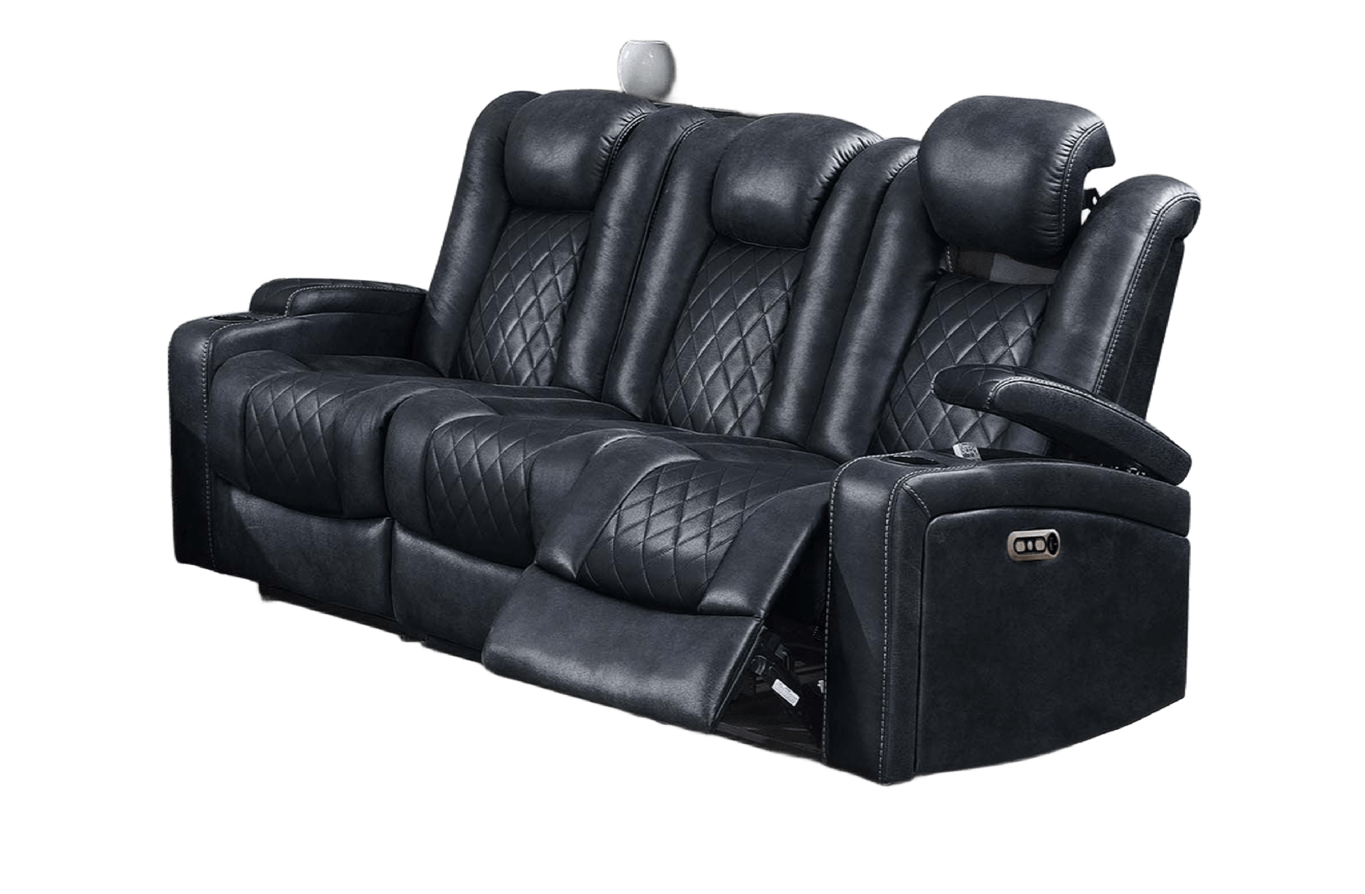 Modern Contemporary Style Power Reclining Sofa 1pc Adjustable Headrest Storage Sofa Cup Holder Ink Blue Finish Primary Living Room Furniture