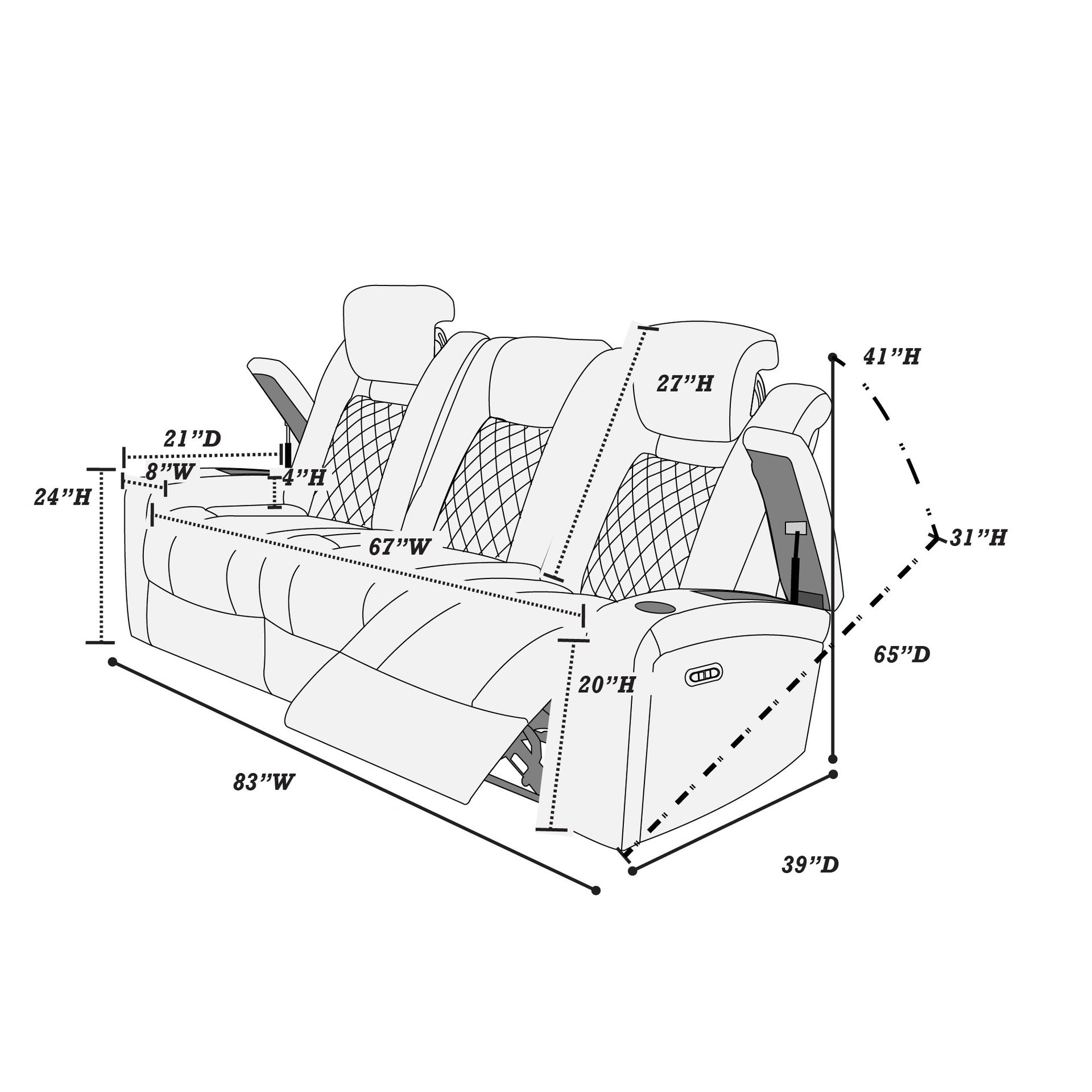 Modern Contemporary Style Power Reclining Sofa 1pc Adjustable Headrest Storage Sofa Cup Holder Ink Blue Finish Primary Living Room Furniture