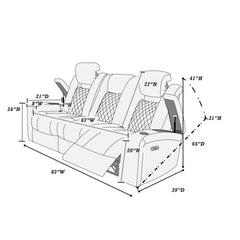 Modern Contemporary Style Power Reclining Sofa 1pc Adjustable Headrest Storage Sofa Cup Holder Ink Blue Finish Primary Living Room Furniture