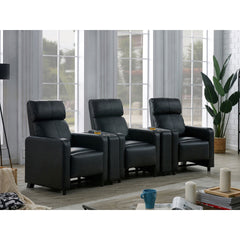 Warren Black Upholstered 3-seater Home Theater with 2 Wedge Consoles