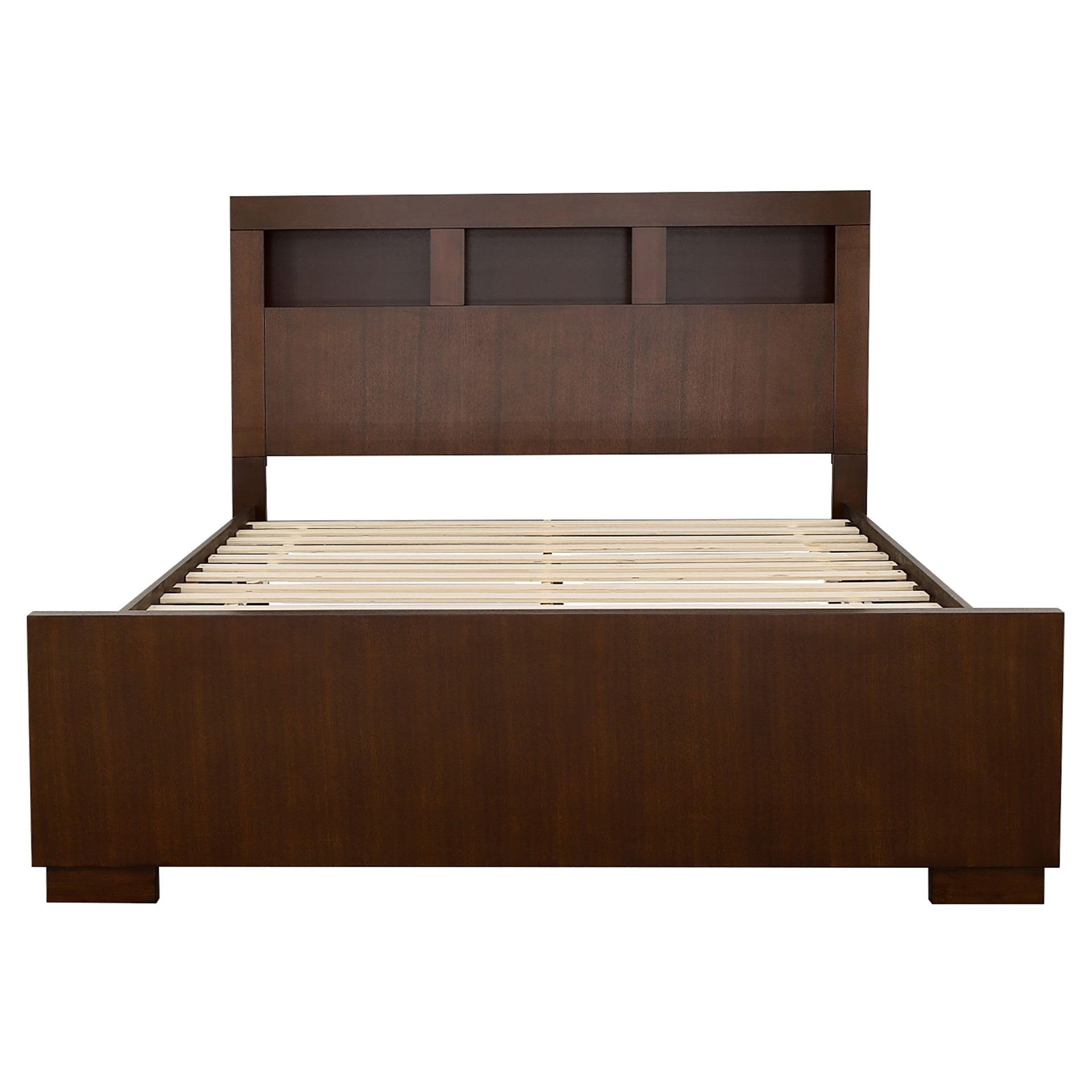 Copper Cappuccino Eastern King LED Storage Bookcase Bed