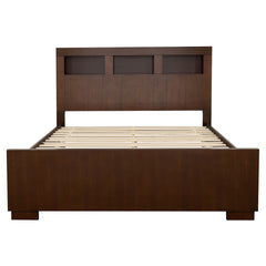 Copper Cappuccino Eastern King LED Storage Bookcase Bed