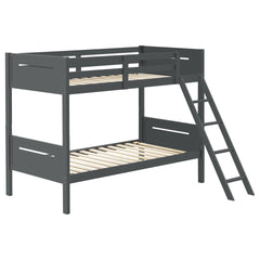 Grey Twin/Twin Bunk Bed with Built-in Ladder