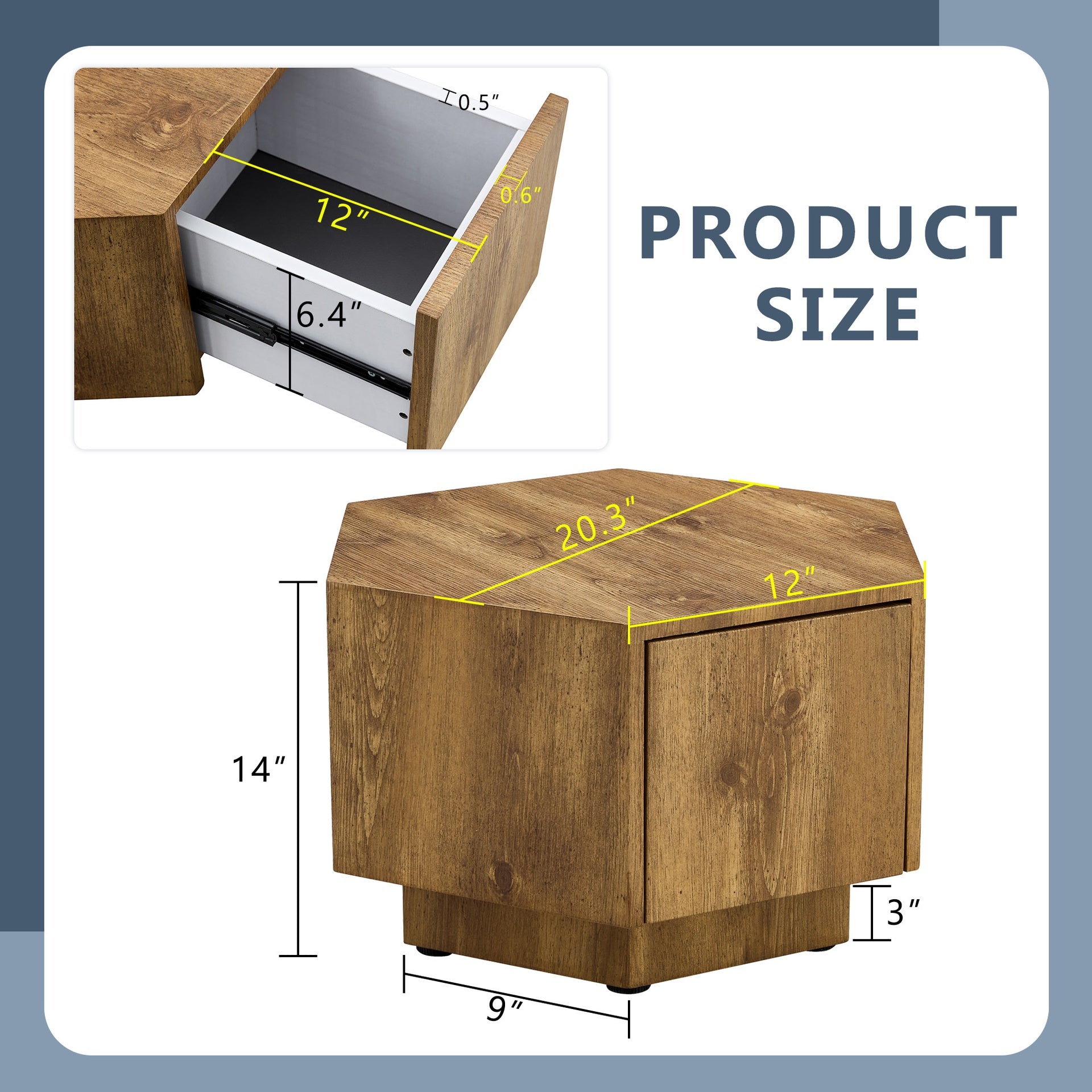 Simple and Practical! MDF material hexagonal coffee table with drawers.Made of high-quality materials,Adopting a unique hexagonal design,simple and elegant without losing personality.