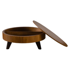 39.37" Retro Round Coffee Table with Storage Space, Suitable for Living Room and Office, Natural