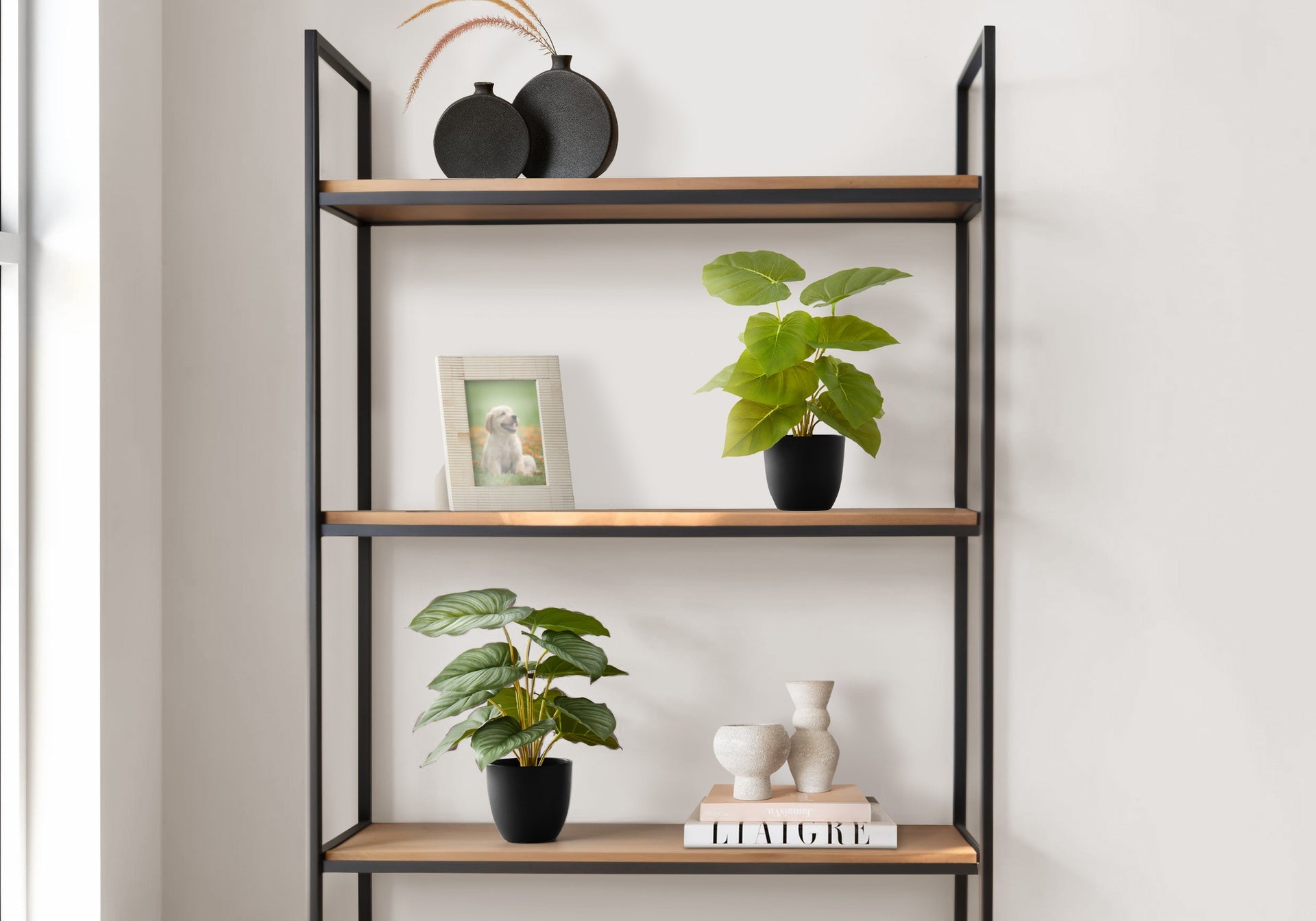 Artificial Plant, 13" Tall, Epipremnum, Indoor, Faux, Fake, Table, Greenery, Potted, Set Of 2, Decorative, Green Leaves, Black Pots
