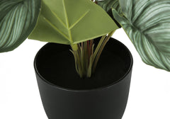 Artificial Plant, 13" Tall, Epipremnum, Indoor, Faux, Fake, Table, Greenery, Potted, Set Of 2, Decorative, Green Leaves, Black Pots